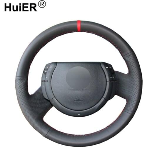 HuiER Hand Sew Car Steering Wheel Cover Red Marker For Citroen Triumph Old C4 C-quatre 2005-2010 Car Styling Auto Accessorie