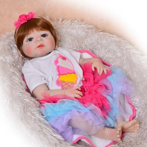 KEIUMI 23'' Cute Boneca Reborn Full Silicone Vinyl Body Reborn Babies Dolls Girl Realistic Princess For Kids Playmates Gifts