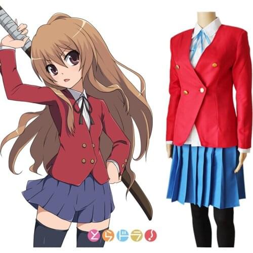 Anime TIGER DRAGON Toradora Cosplay Aisaka Taiga Kushieda Minori Costume Girls School Uniforms (Blazer+Skirt+Tie)
