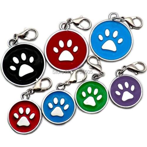 Wholesale 20pcs Round paw Customized Dog ID Tags Personalized Pet id Tag Dog Cat Anti Lost Engraved Dog Tags Name Paw Dog Collar