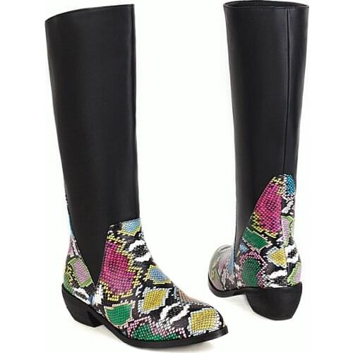 Fashion Western Cowboy Boots for Women Knee High Boots Winter Long Boots Pointed Toe High Heels Motorcycle Boots Shoes Woman