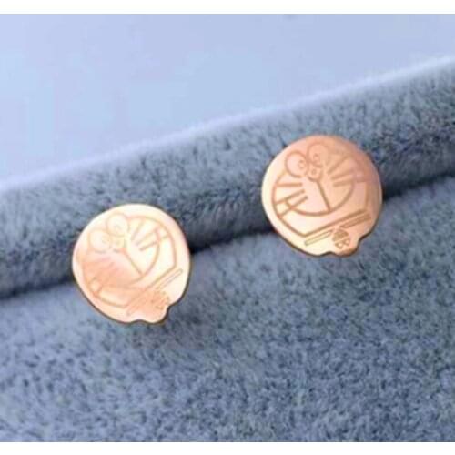 Fashion Simple Dingdang Cat Stud Earrings Korean Cute Female Cartoon Student Earrings Non-Allergic