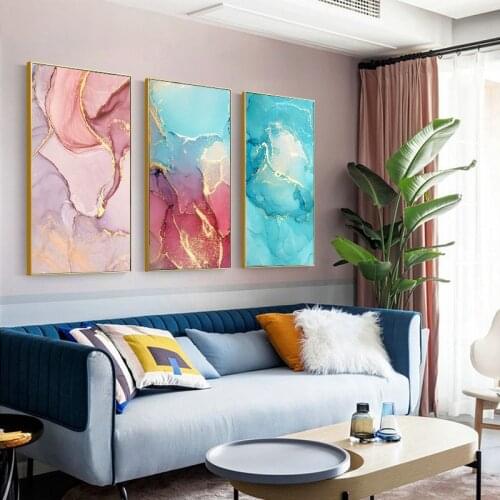 Sea Ripples Print On Canvas Painting Mix Color Marble Vein Abstract For Living Room Decor Wall Painting Poster Wall Art Pictures