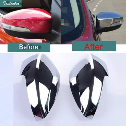 Tonlinker 2 PCS DIY Car Styling NEW ABS The Door Reverse Outside Mirrors Bright Frame Cover Case Stickers for FORD KUGA Parts