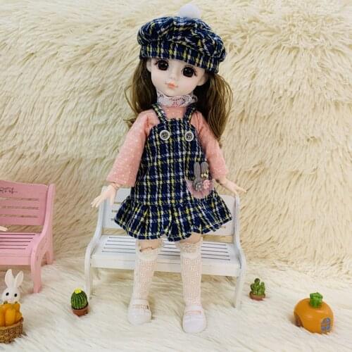 New 30 Cm Doll 20 Movable Joints BJD 1/6 Doll Coffee Hair 3D Eyes Girl Doll Gift Toy with Fashion Clothes Accessories