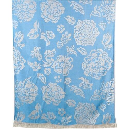 Peony Scarfs Ladies Stole Feminino Jacquard Fashion Pashmina Shawl Wrap Winter Woven Bandana Fringe Echarpe