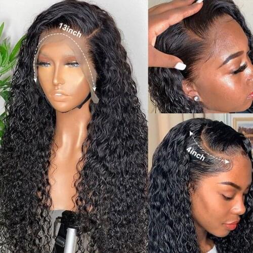 13x4 Curly Human Hair Wig 30 32 Inch Mongolian Kinky Curly Wig 180 Density Curly Lace Front Wig Preplucked 4x4 Lace Closure Wig