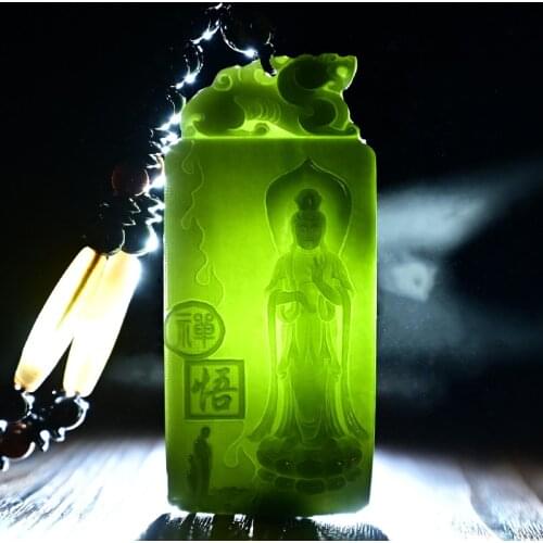 100% natural authentic hetian jade sapphire pendant jade gift guanyin jade pendant necklace brand men women real jade jewelry