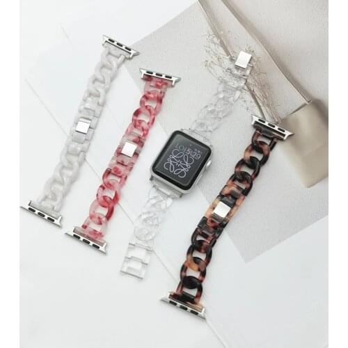 Resin Strap Transparent for Apple Watch Series 6 Band 40mm 44mm Bracelet for Apple Watch 5 4 3 Band 38mm 42mm Cowboy Chain Strap