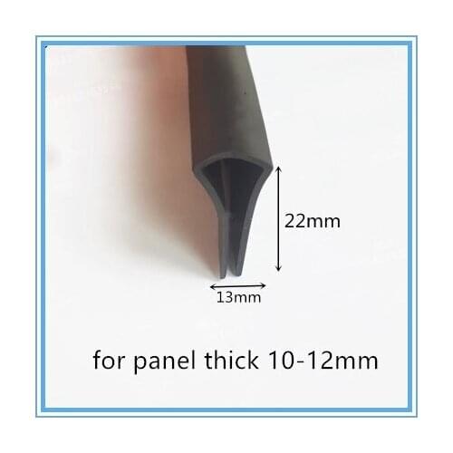 Rubber Sealing U Strip 22x13x22mm for 10 - 12mm thick Glass Metal Car Wood Panel Board Edge Encloser Shield Black