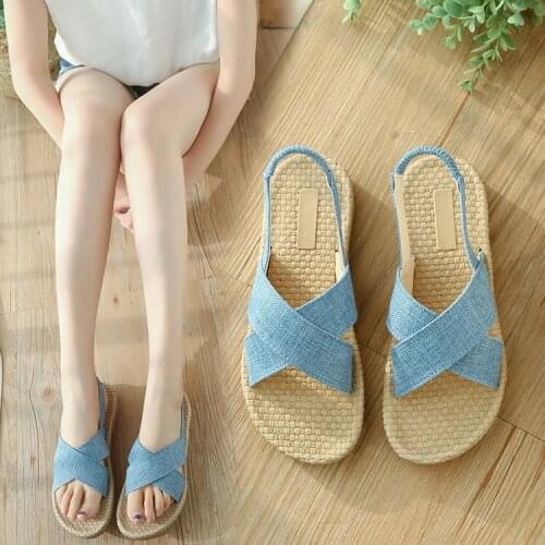 2021 Women flats sandals women sandals slippers women female Gladiator walking flats Casual sandals shoes denim Sandals