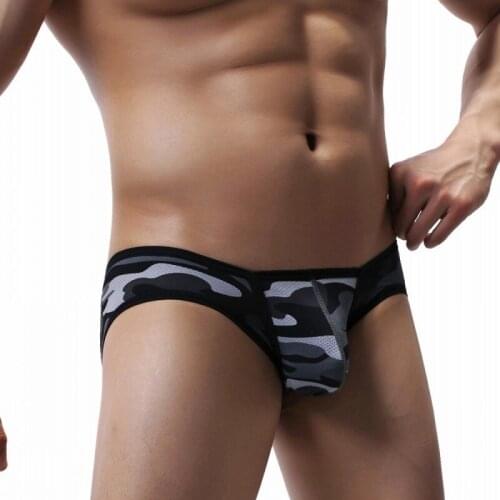 Sexy Underwear Men Briefs Shorts Camouflage Breathable Low Waist U Convex Pouch Underpants Cueca ropa interior hombre S-XL