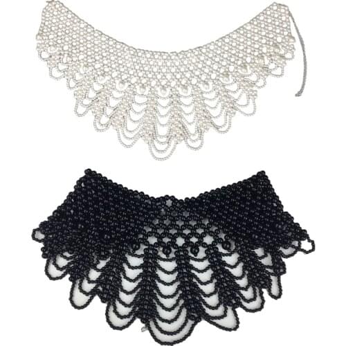 Detachable Blouse Fake Collar Elegant Faux Pearl Beaded False Collars Choker NecklaceSummer Cloth Accessory