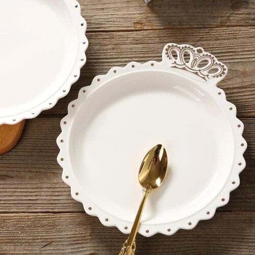 Nordic Phnom Penh Beaded Crown Plate Ceramic Steak Western Food Pasta Plates Breakfast Dish Dinner Tray Deep Plate
