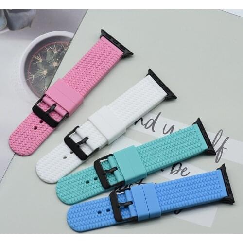 Silicone Strap For Apple Watch 44mm 40mm Tire Grain Rubber Watchband 42mm 38mm iWatch Series 1/2/3/4/5/6/SE New Bracelets