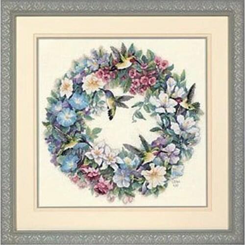 Top Quality Lovely Cute Counted Cross Stitch Kit Hummingbird Wreath Flower Wreath dim 35132