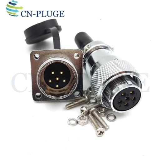 WS20 Type 6-pin Waterproof LED Power Panel Mount Connector Aviation Wire Connectors Male Socket & Female Plug IP67