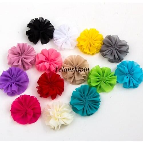 120pcs/lot 6.5cm 15colors Hair Clips DIY Solid Chiffon Ballerina Hair Flower For Girl Accessories Fabric Flowers For Headbands