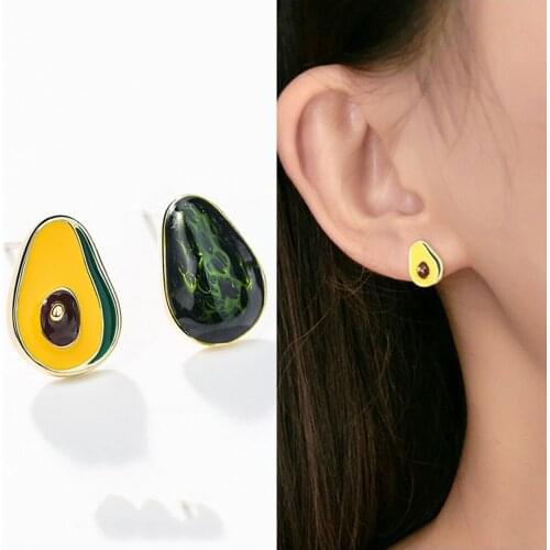 1Pairs fashion Avocado Stud Earrings Personality Stud Earring Green Fruit Party Jewelry Women Girls Jewelry Accessories New