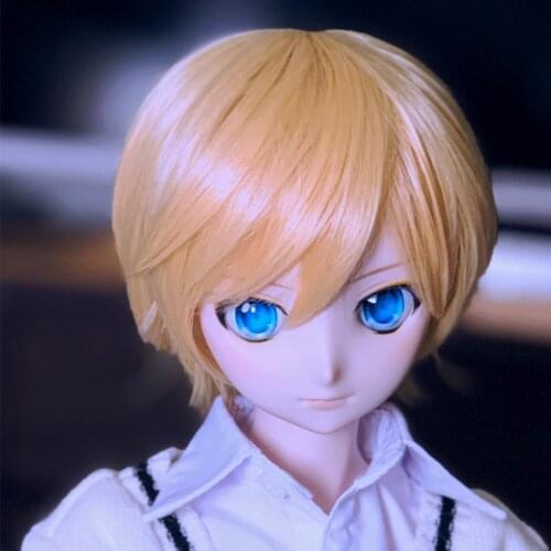 1/3 BJD Doll Wigs Man Boys ACGN Two Dimensions Style Yellow Bangs Short Hair Wig for 60 CM BJD SD MDD Doll DIY Cosplay Dress up
