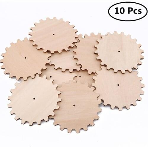 10pcs Creative Wood Gear Puzzle Hand Drawn Doodle Accessories For Board Game Pieces Arts Crafts DIY Decor Ornaments