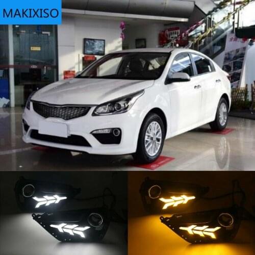 2pcs For KIA K2 RIO 2016-2017 LED DRL lights Daytime Running Light Daylight yellow Signal fog lamp Styling lights