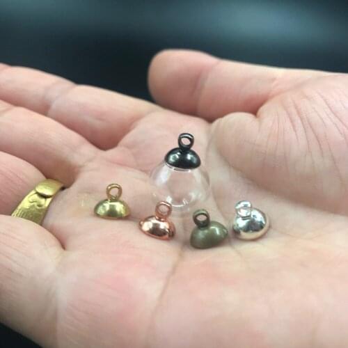 20pcs 12mm Glass Round Ball With Metal Cap Glass Bottle Pendant Glass Globe Bubble Vial Pendant Diy Necklace Wedding Party Gifts