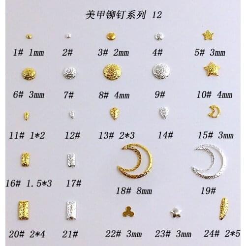 200pcs/pack Japan Korea Nail Art Alloy Scrub Rivets Studs Star Moon Teardrop Round Metal Jewellry Accessories for Women Nail DIY