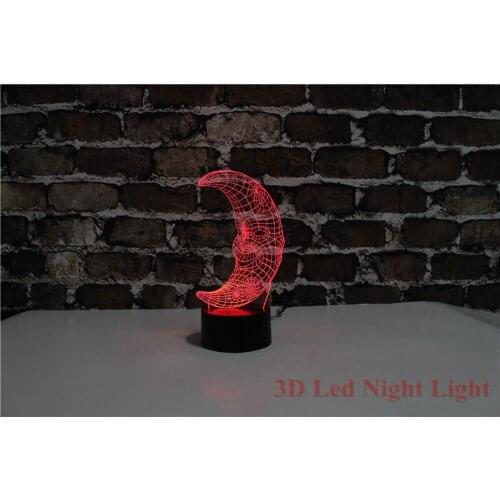 3D Friday Night Lights New Birthday Gift Moon with 7 Colors and Changeable Creative Saving Children Bedroom Night-Light