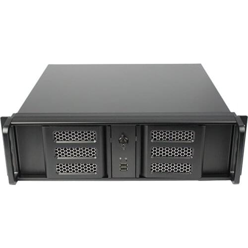 3U industrial control cabinet, aluminum panel double door 390mm deep, three optical drive multi hard disk cabinet