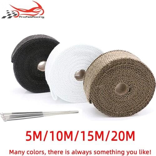 5cm*5/10/15/20M Car Motorcycle Exhaust Thermal Exhaust Tape Exhaust Heat Tape Wrap Pipe Wrap Shields Manifold Header Insulation