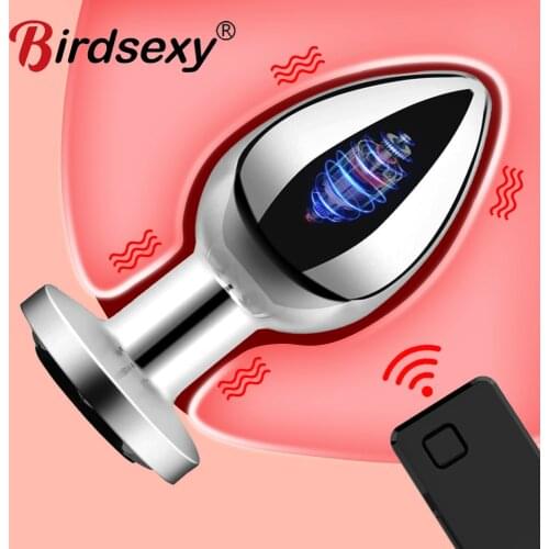 Stainless Steel Anal Vibrators For Men Prostate Masturbator Erotic Massager for Men Butt Plug Dildos Remote Control Anal Sex Toy