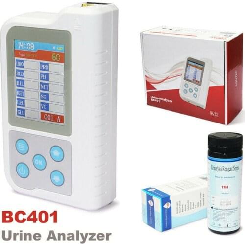 BC401BT Urine Analyzer 2.4''LCD Bluetooth Portable Digital Urine GLU BIL SG Analysis Device + 100PCS 11 Parameters Test Strips