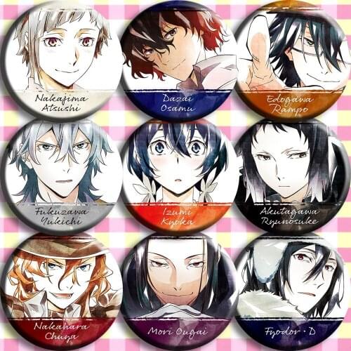 COSSUN 1pcs Anime Bungo Stray Dogs Cosplay Badge Nakajima Atsushi Brooch Pin Dazai Osamu Collection Badge for Backpack Clothes