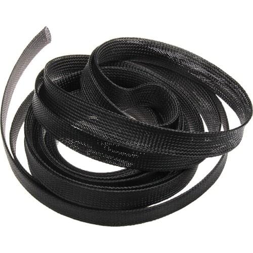 Diameter 25mm Black Insulation Braided Sleeve Tight 10M PET Expandable Cable Sleeves Wire Gland Protection