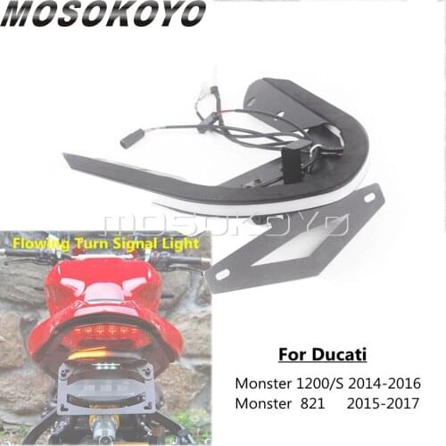For Ducati Monster 1200/S 821 Stealth Fender LED Tail Tidy Eliminator Kit Turn Signal Integrated License Plate Holder Tail Light