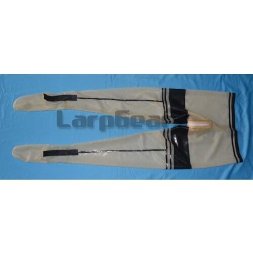 Hot transparent with black latex leggings for woman crotch zipper latex rubber pants plus size