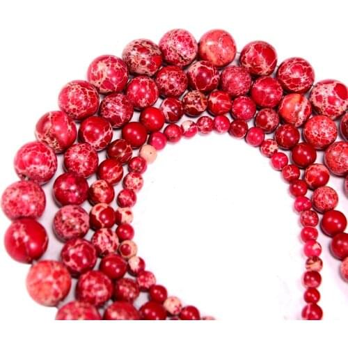 Stones Natural Waist Red Imperial Jaspers Beads for Needlework Charms Bracelet Necklace 4/6/8/10MM DIY Kralen For Jewelry Making