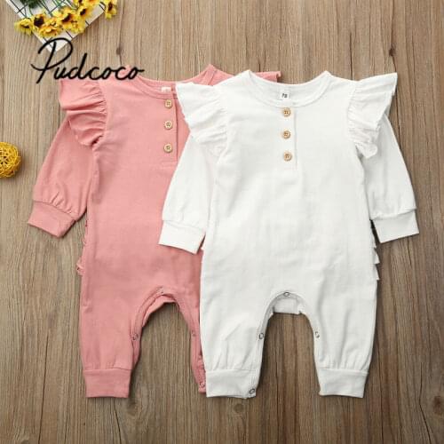 0-18M Newborn Kid Baby Girls Clothes Autumn long Sleeve Floral Romper Elegant Ruffles Jumpsuit Cotton Flower Cute Sweet Outfit