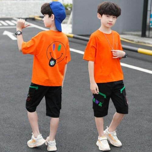 Teens Children Boys Summer Clothing Set Kids Summer Short-sleeved Clothes Two-Piece Suits Casual Boys Tracksuit10 11 12 14 Years