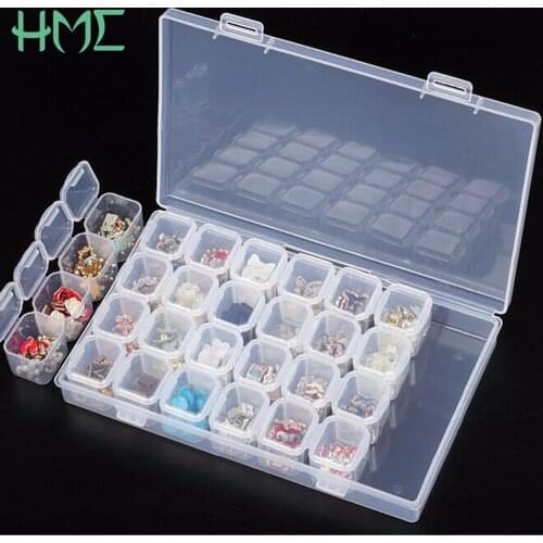 28/21/12Slots Beads Box Diamond Nails Accessory Case Clear Plastic Beads Display Storage Boxes Organizer Holder