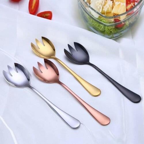 2pcs Stainless Steel Fruit Salad Spoon Salad Fork High Quality Thick Stainless Steel Tableware