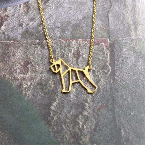 Cute pet Origami Schnauzer dog Pendant Choker Necklace for women girls delicate Christmas gift Jewelry
