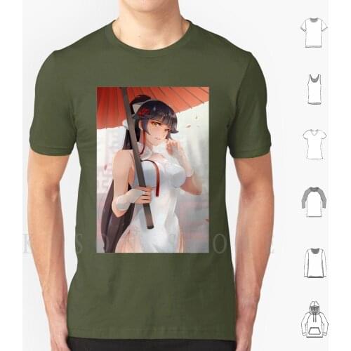 Azur Lane-Takao T Shirt Men Cotton Azur Lane Takao Big Tits Boobs Oppai Cleavage Thigh Highs Stockings Thighs Legs