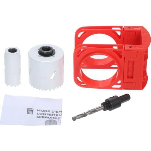 Lock Installation Kit with Guide Template for Wood Doors Hole Saw Adjustable Plastic Guide Template with Snap-lock Arms Fits