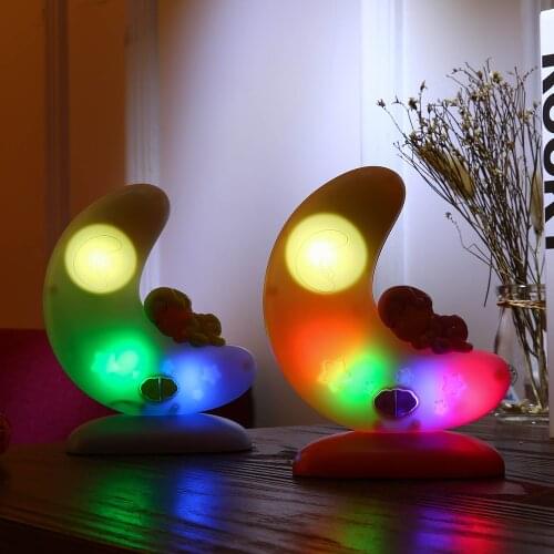 NEW Baby Musical Light Crescent Moon Color-Changing Night Light and 3 Lullabies Table Lamp Baby Sleep Soother Bedroom Decoration