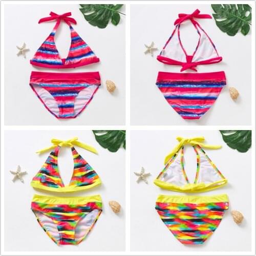5-14 Years Girl Swimsuit New 2021 Kids Bikini Set Teenager Girls Swimwear Halter Top Kids Beach wear Bathing suit High quality