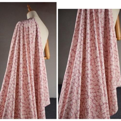 Half Meter Sweet Pink Or Light Green Flower Print Chiffon Fabric For Dress Shirt Girl Garment Handmade DIY Material T1681