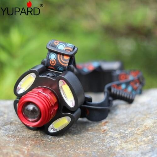 Outdoor camping Portable T6+COB LED Headlamp USB charging Fishing headlights flashlight Warning Lamp