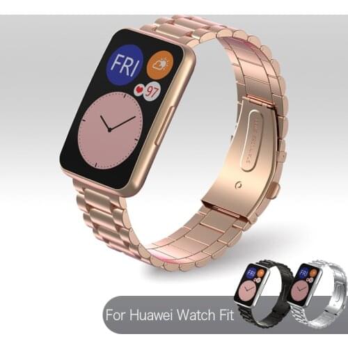 Watchband For Huawei Watch Fit Wrist Strap Metal Steel Folding Buckle Replacement Band Womens Watch Fit Smartwatch Man Bracelet